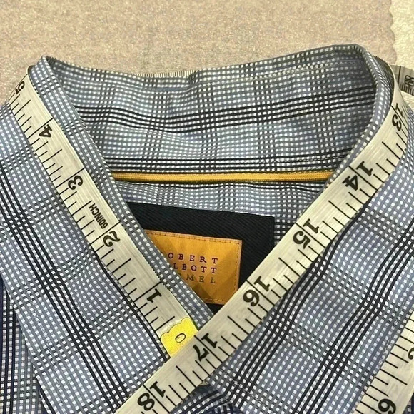 ❤️Host Picks❤️[XL]Robert Talbott Carmel  Cotton Squares Striped Blue Dress Shirt - Picture 8 of 8